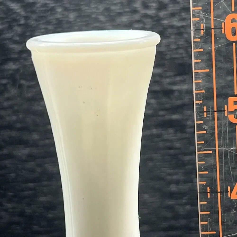 Vintage Randall Milk Glass-3 Ring /Beehive -Flower/ Bud Vase 1960 Art Deco 6